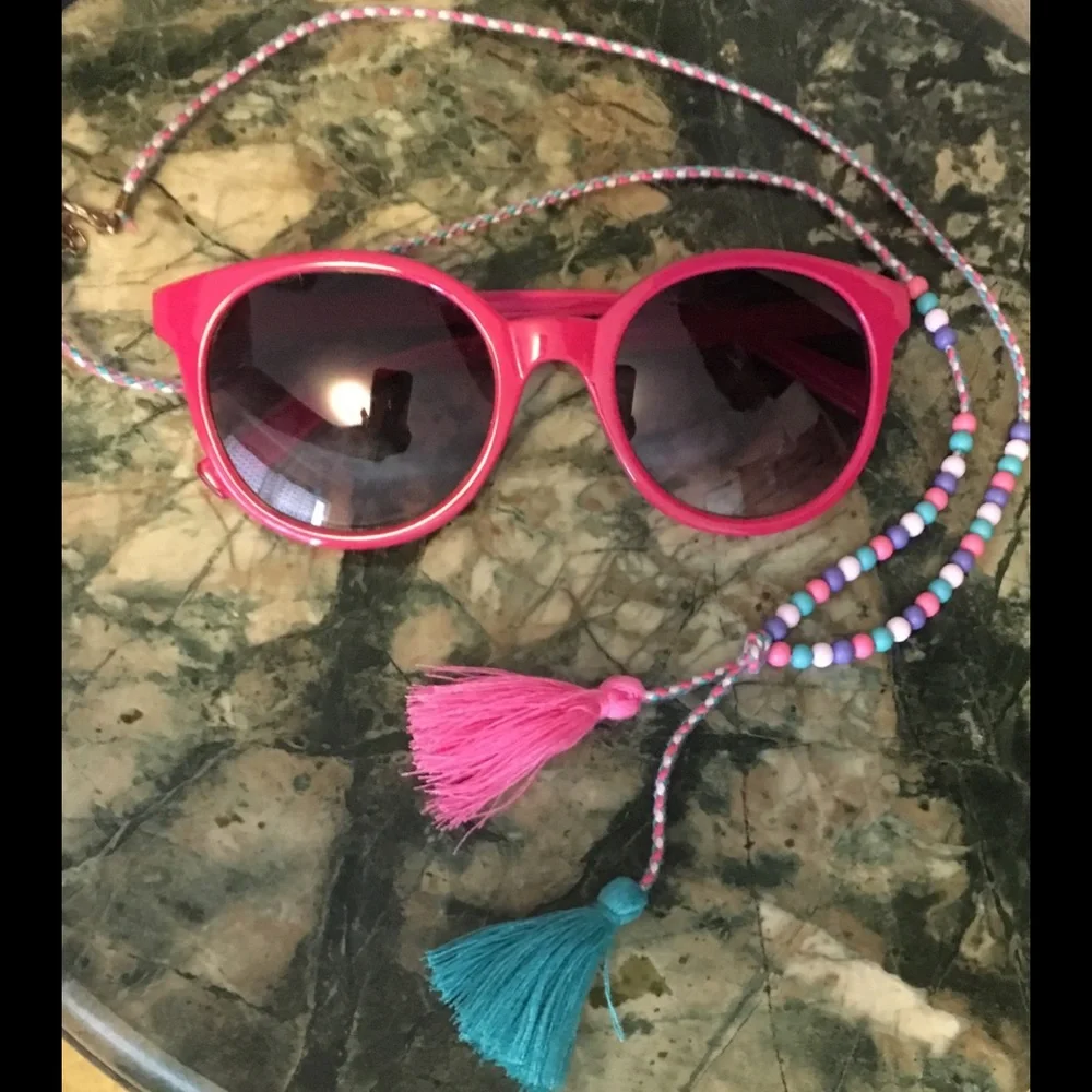 Pink Sunglasses and Tassel Boho Necklace